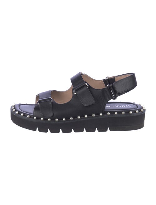 Stuart Weitzman Faux Pearl Accents Leather Slingback Sandals