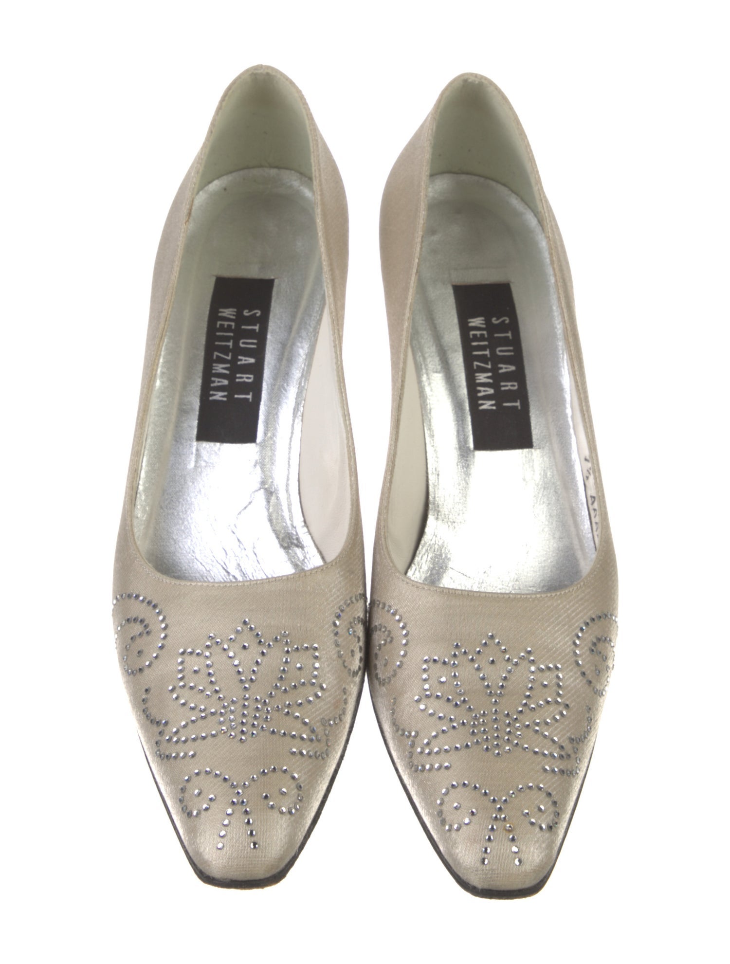 Stuart Weitzman Satin Crystal Embellishments Pumps