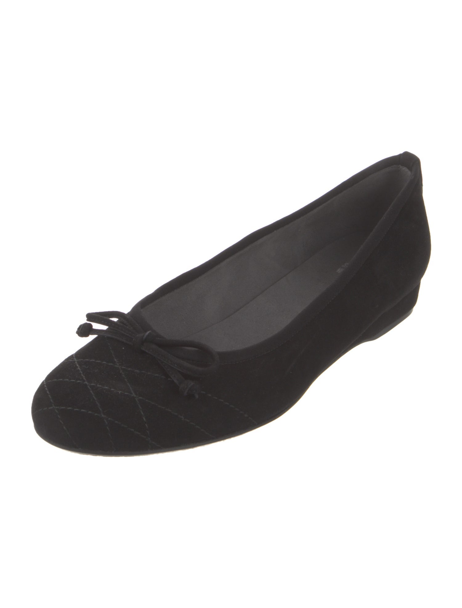 Stuart Weitzman Suede Bow Accents Ballet Flats