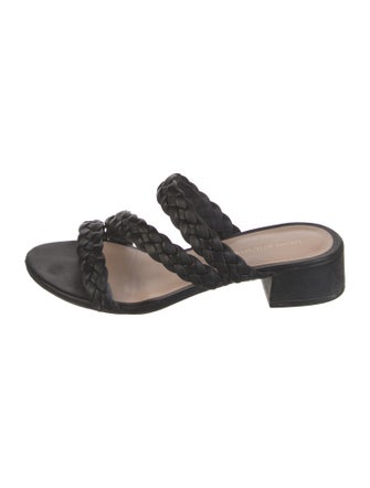 Stuart Weitzman Leather Braided Accents Slides