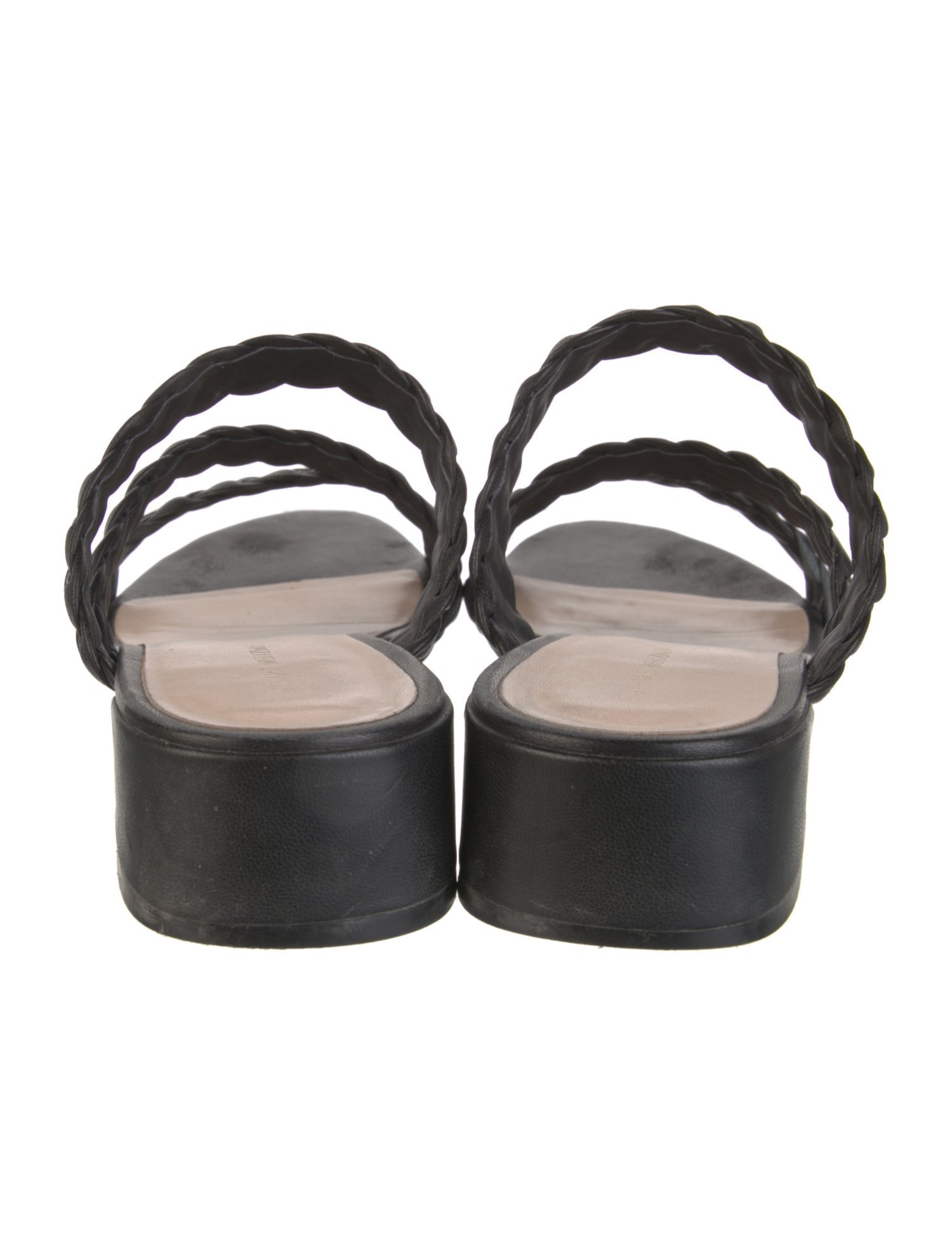 Stuart Weitzman Leather Braided Accents Slides