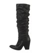 Stuart Weitzman Leather Pleated Accents Slouch Boots