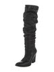 Stuart Weitzman Leather Pleated Accents Slouch Boots