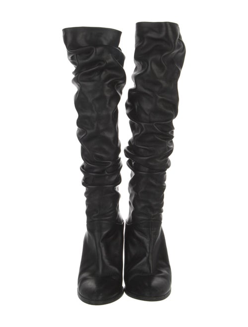 Stuart Weitzman Leather Pleated Accents Slouch Boots