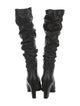 Stuart Weitzman Leather Pleated Accents Slouch Boots