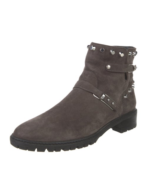 Stuart Weitzman Suede Studded Accents Moto Boots