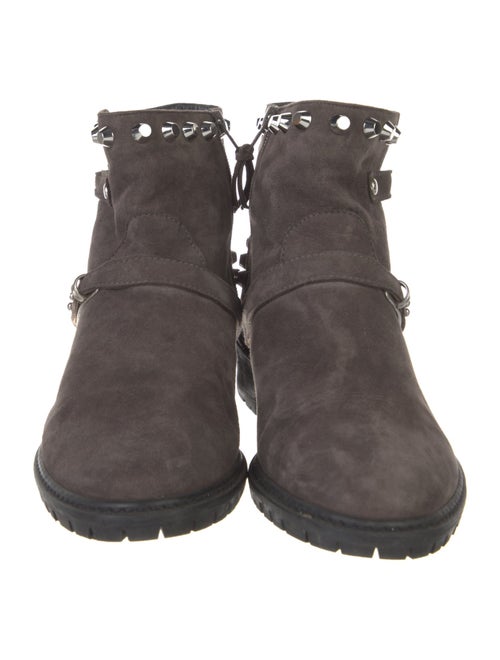 Stuart Weitzman Suede Studded Accents Moto Boots