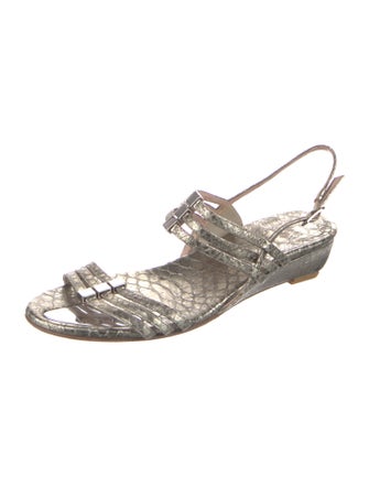Stuart Weitzman Python T-Strap Sandals