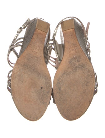 Stuart Weitzman Python T-Strap Sandals