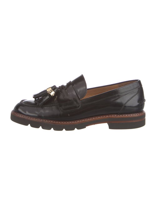 Stuart Weitzman Patent Leather Tassel Accents Loafers