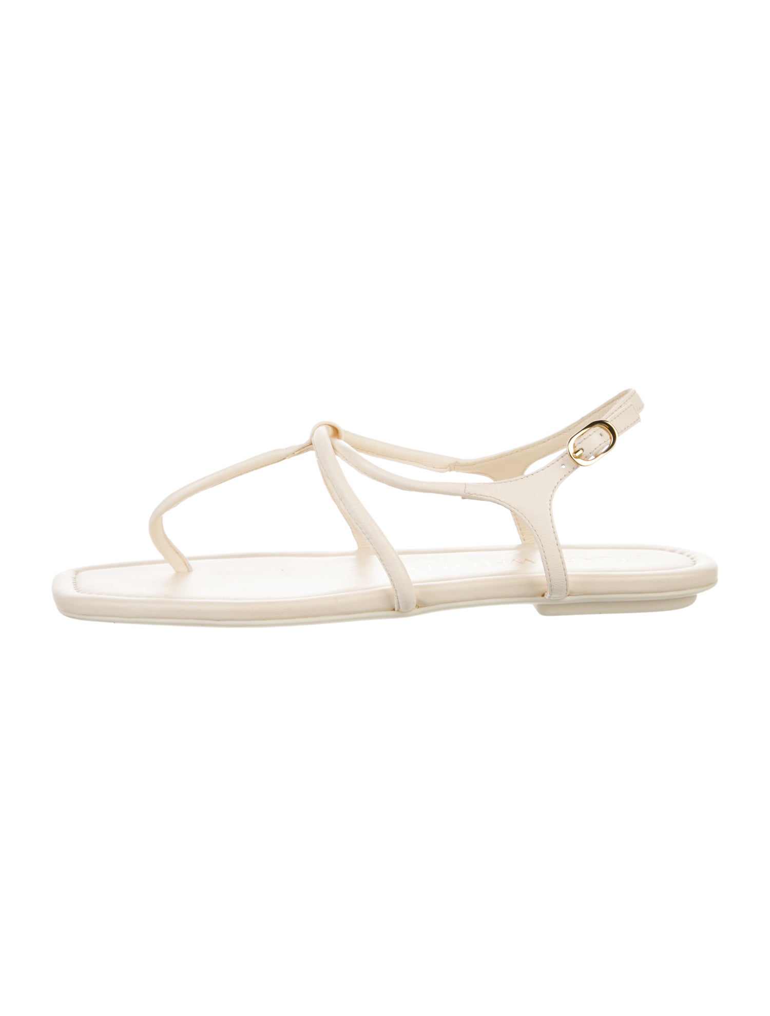Stuart Weitzman Leather T-Strap Sandals