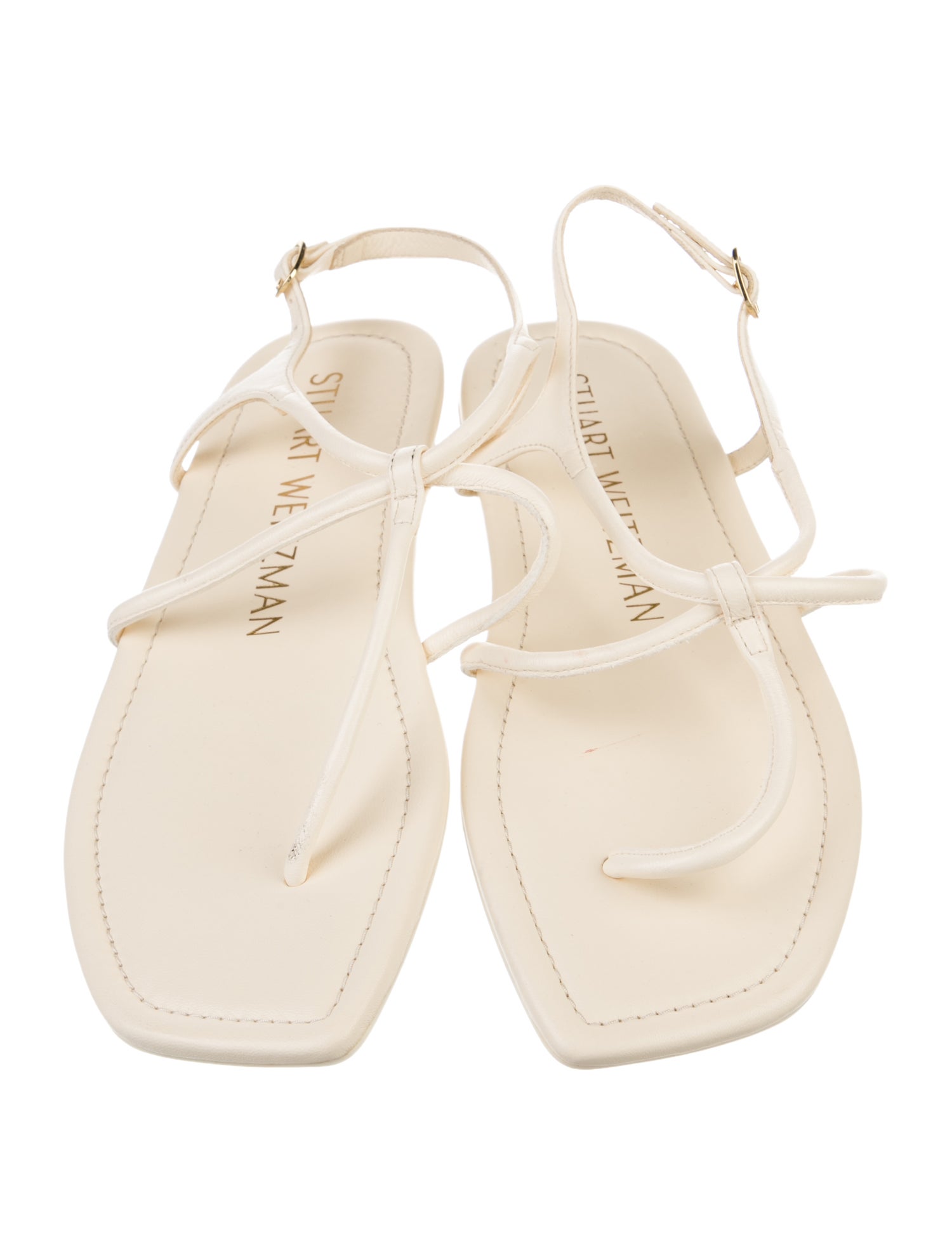 Stuart Weitzman Leather T-Strap Sandals