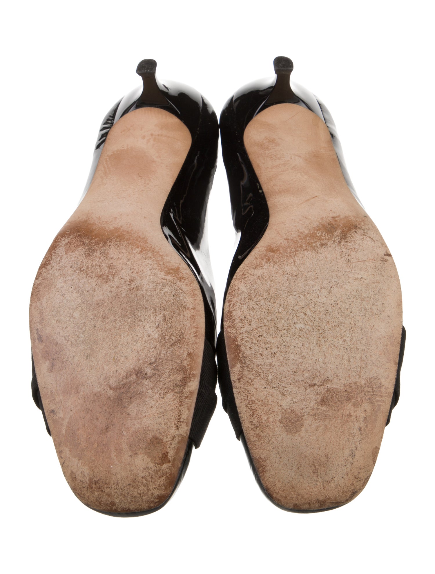 Stuart Weitzman Patent Leather Grosgrain Trim Pumps