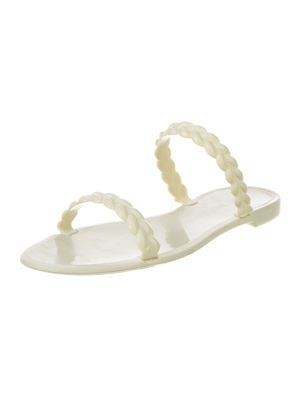 Stuart Weitzman Rubber Slides Neutrals Braided Ac… - image 2