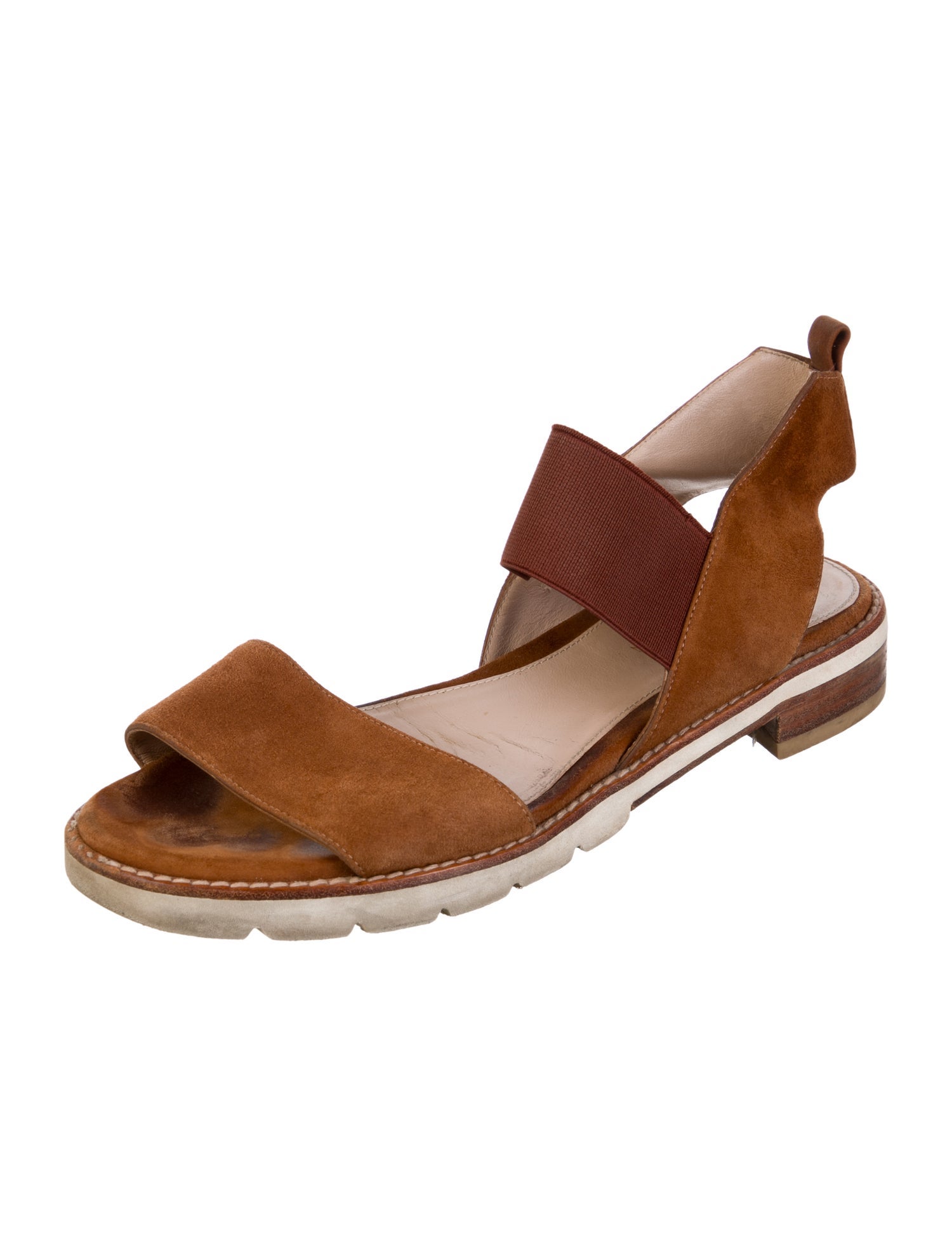 Stuart Weitzman Suede Colorblock Pattern Slingback Sandals