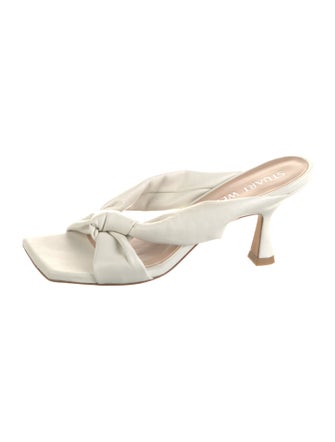Stuart Weitzman Leather Bow Accents Slides