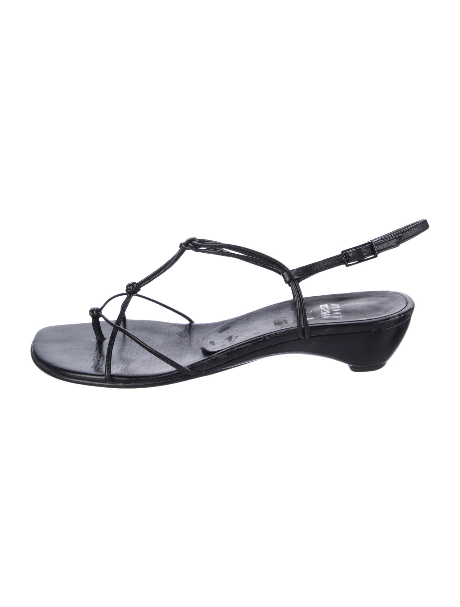 Stuart Weitzman Leather T-Strap Sandals