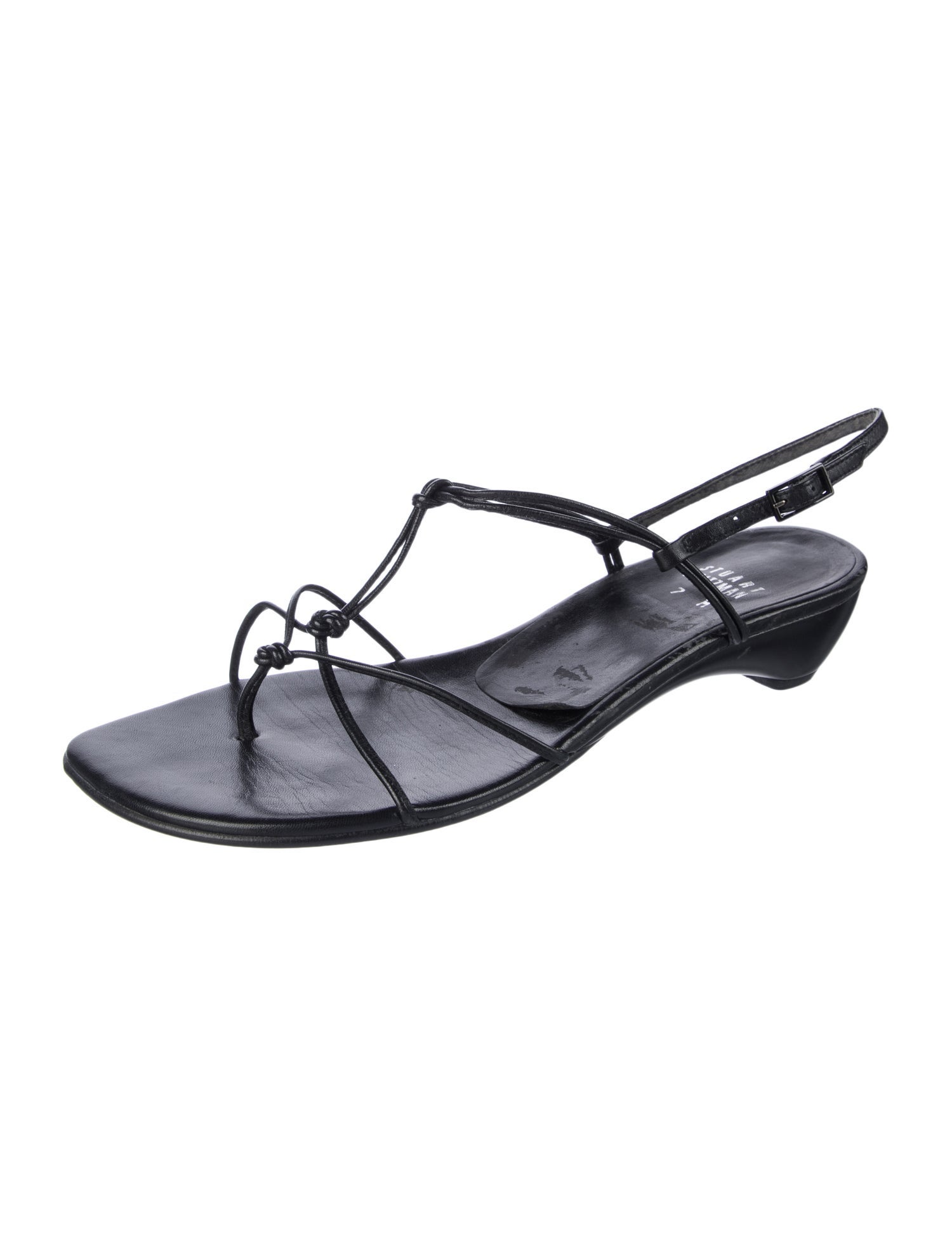 Stuart Weitzman Leather T-Strap Sandals