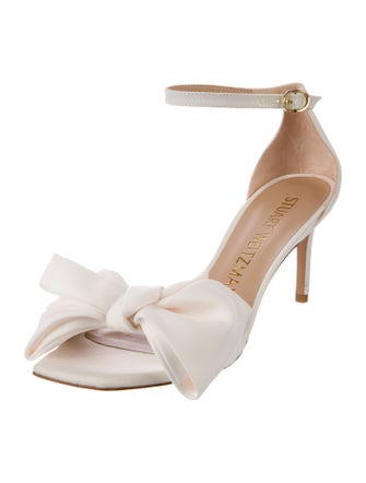 Stuart Weitzman Leather Bow Accents Sandals