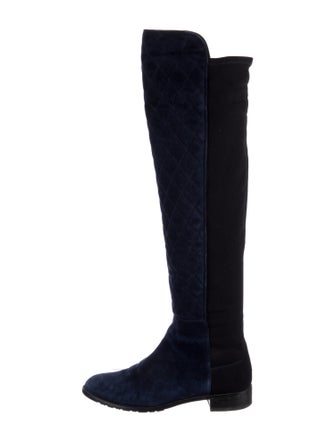 Stuart Weitzman Quilted Pattern Suede Boots