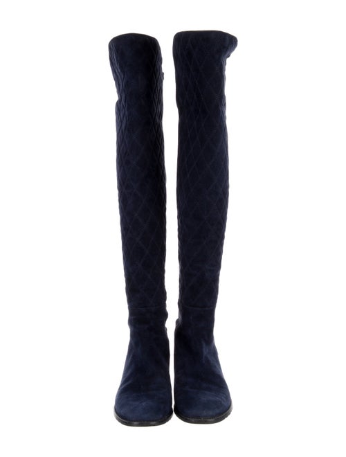 Stuart Weitzman Quilted Pattern Suede Boots