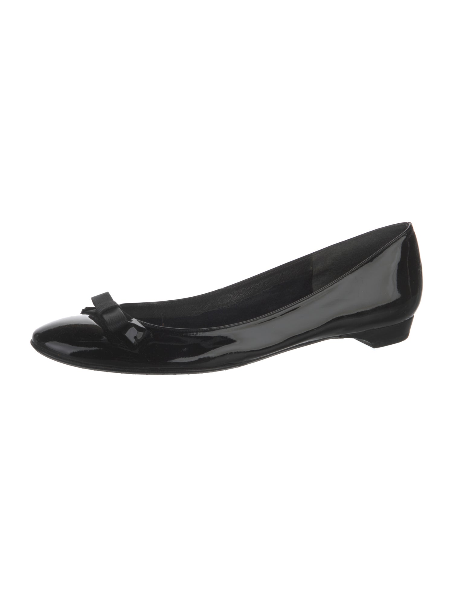 Stuart Weitzman Patent Leather Bow Accents Flats