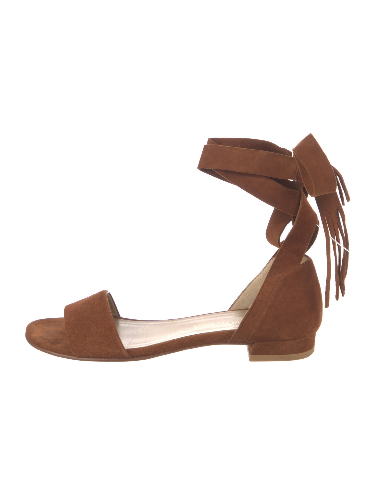 Stuart Weitzman Suede Fringe Trim Accent Sandals