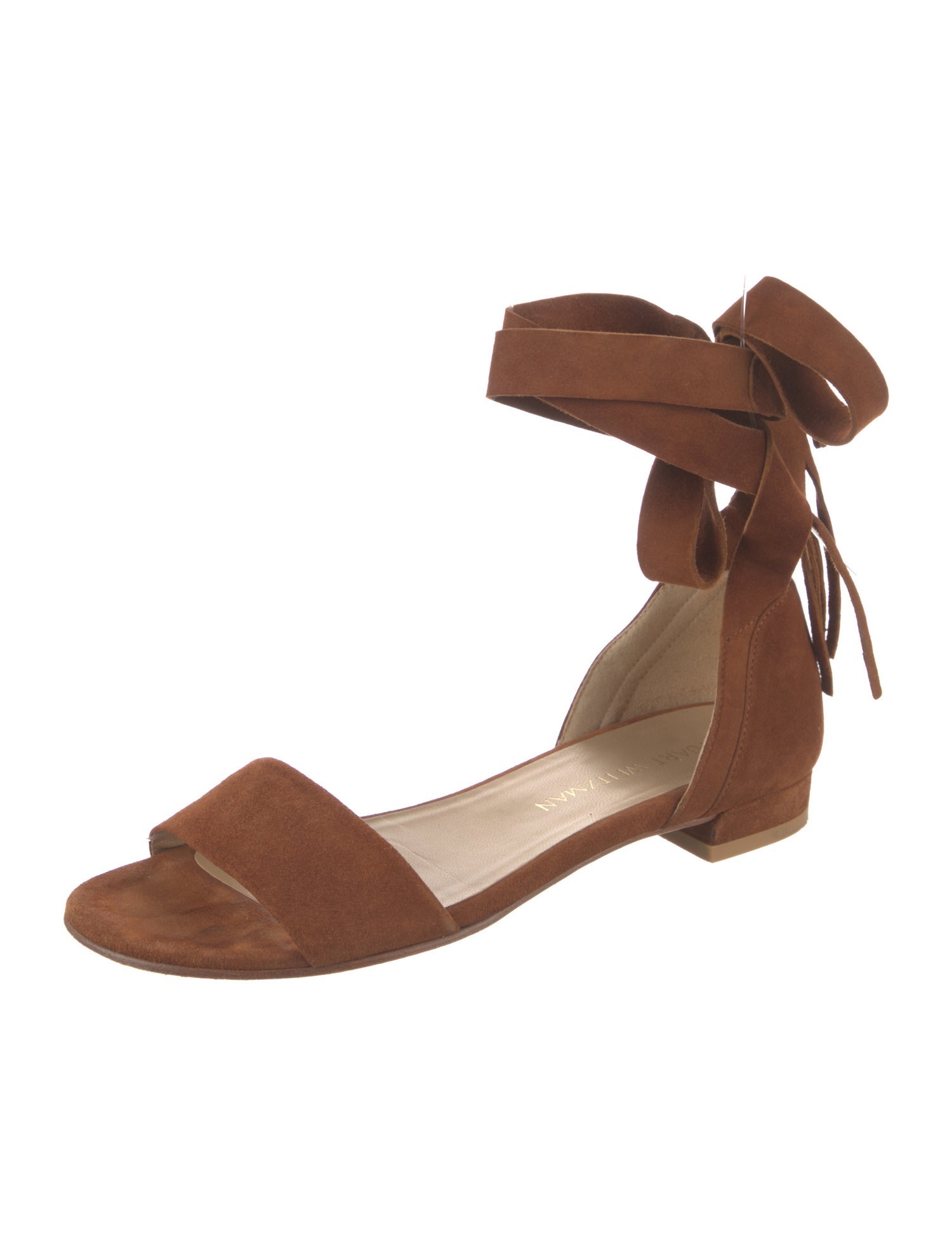 Stuart Weitzman Suede Fringe Trim Accent Sandals