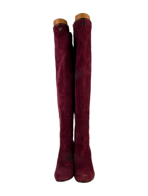 Stuart Weitzman Suede Leather Trim Embellishment Boots