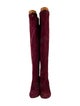 Stuart Weitzman Suede Leather Trim Embellishment Boots