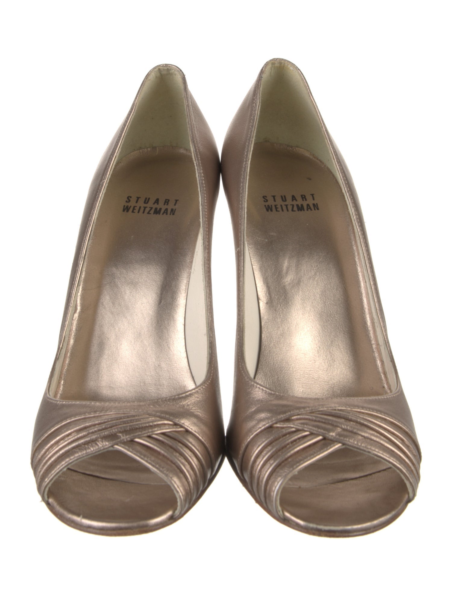 Stuart Weitzman Leather Ruffle Embellishment Slingback Sandals