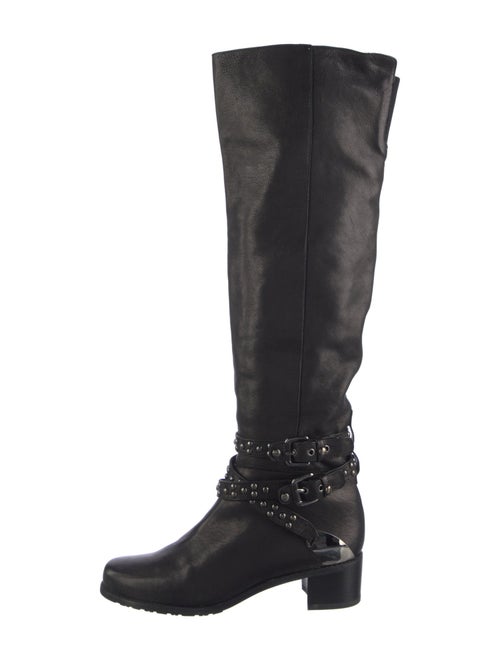 Stuart Weitzman Leather Studded Accents Riding Boots