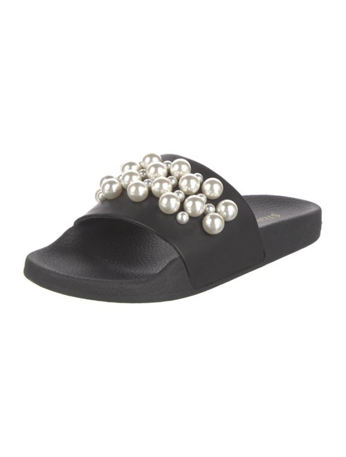 Stuart Weitzman Leather Studded Accents Slides
