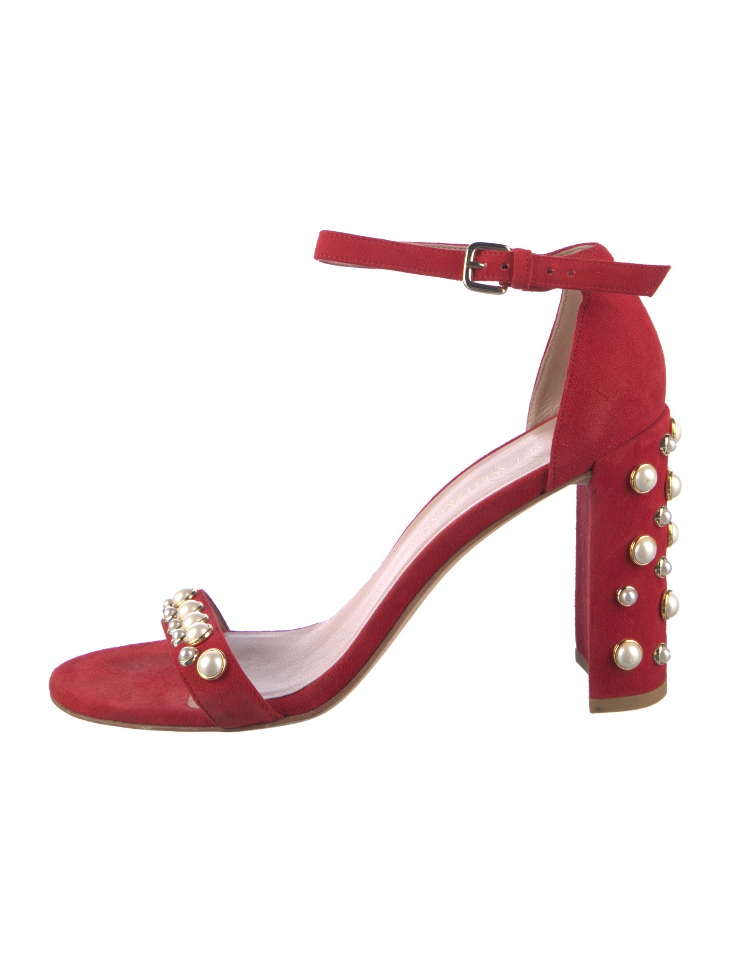 Stuart Weitzman Suede Studded Accents Sandals