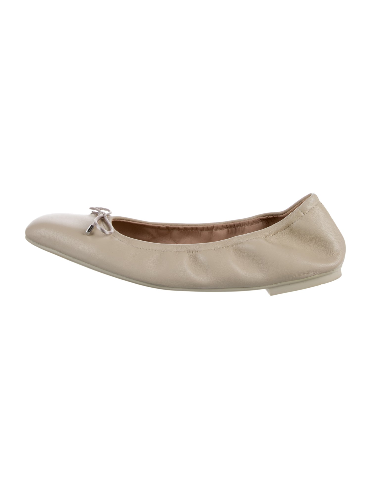 Stuart Weitzman Leather Bow Accents Ballet Flats