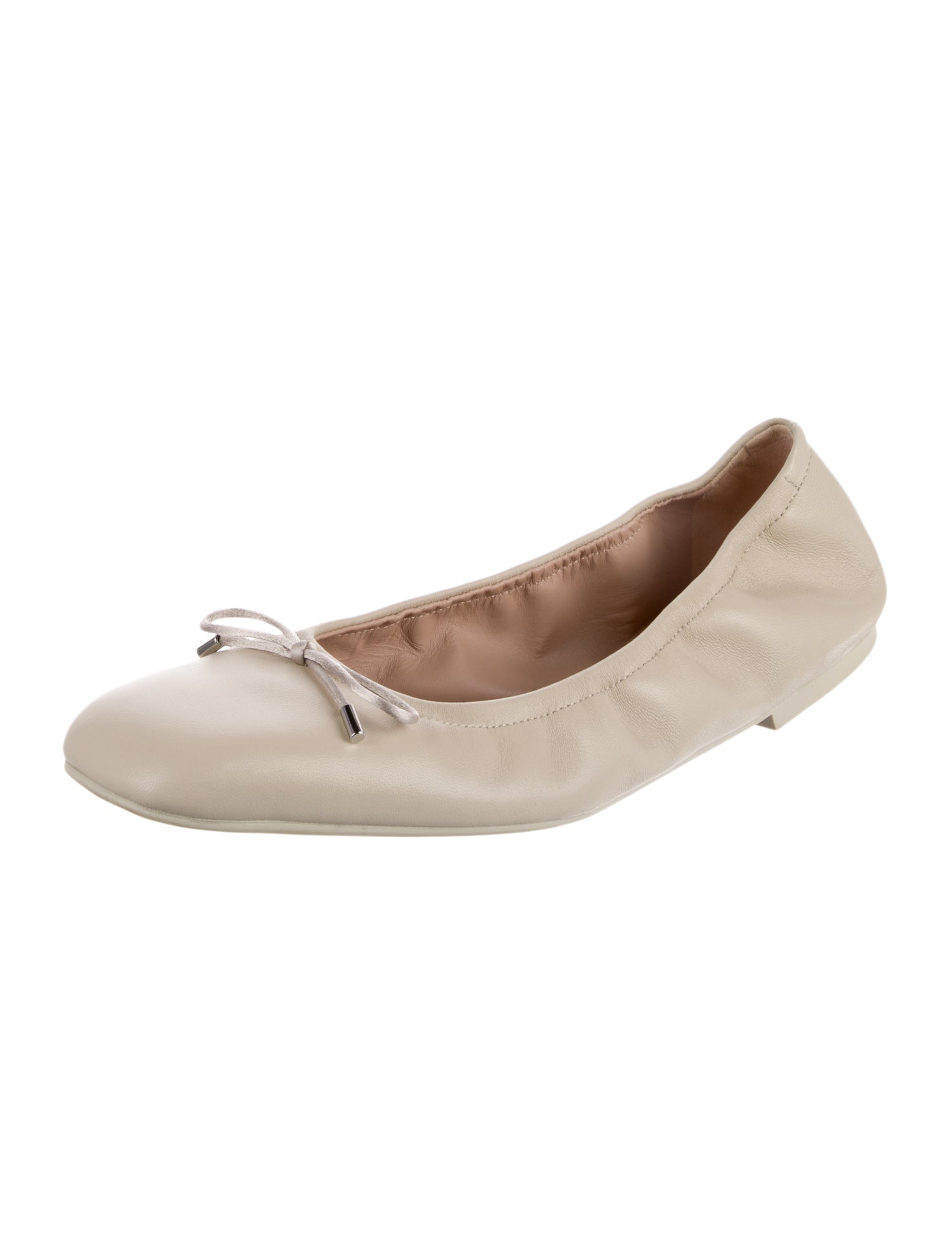 Stuart Weitzman Leather Bow Accents Ballet Flats