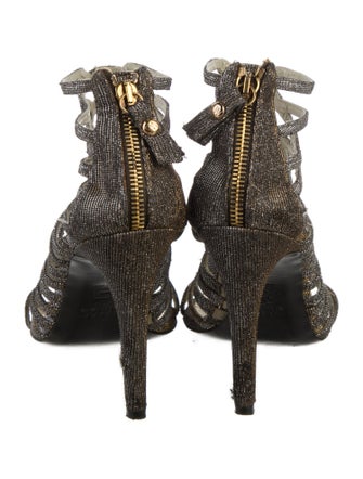 Stuart Weitzman Patterned Glitter Accents Gladiator Sandals