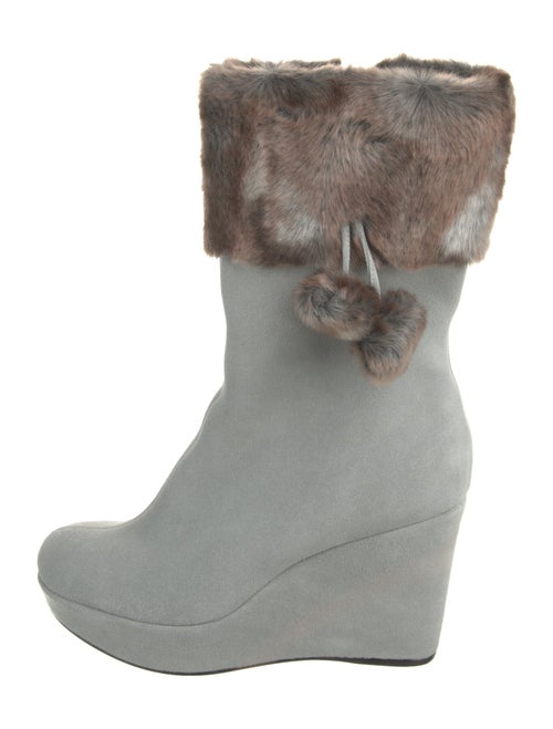 Stuart Weitzman Suede Fur Trim Boots