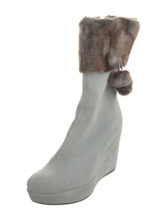 Stuart Weitzman Suede Fur Trim Boots