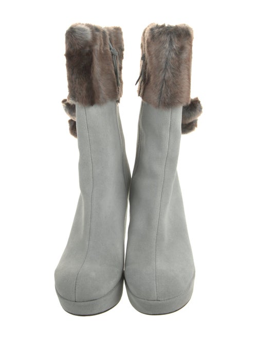 Stuart Weitzman Suede Fur Trim Boots