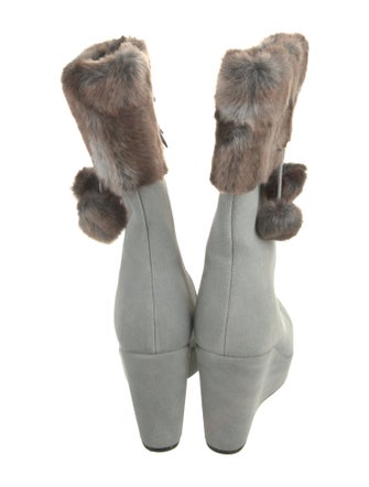 Stuart Weitzman Suede Fur Trim Boots