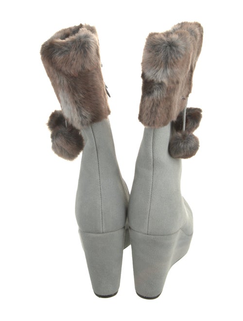 Stuart Weitzman Suede Fur Trim Boots