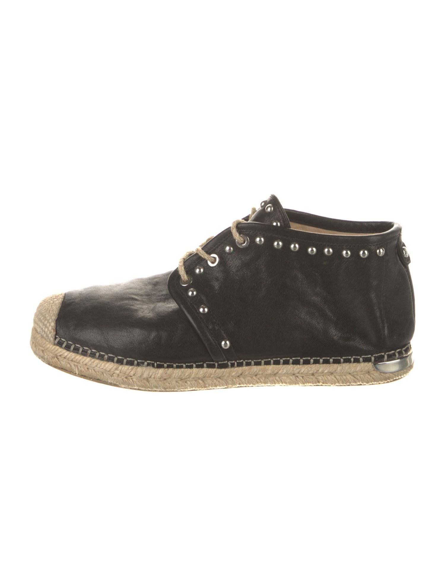 Stuart Weitzman Leather Studded Accents Espadrilles