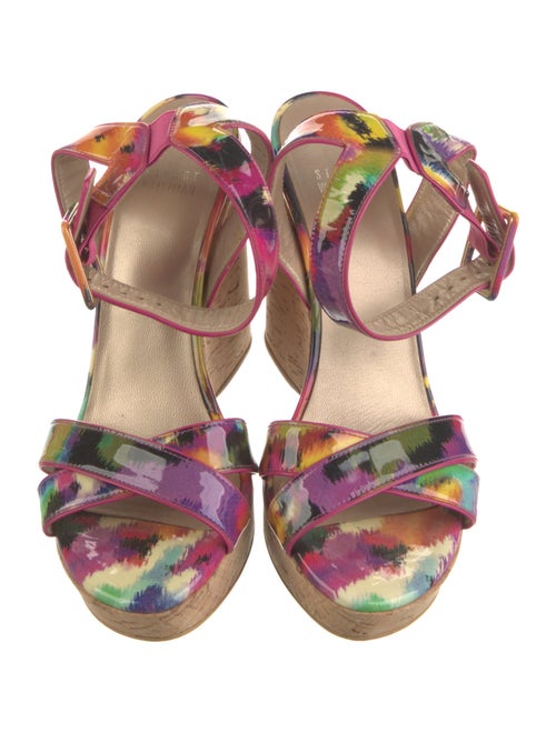 Stuart Weitzman Patent Leather Tie-Dye Print Slingback Sandals