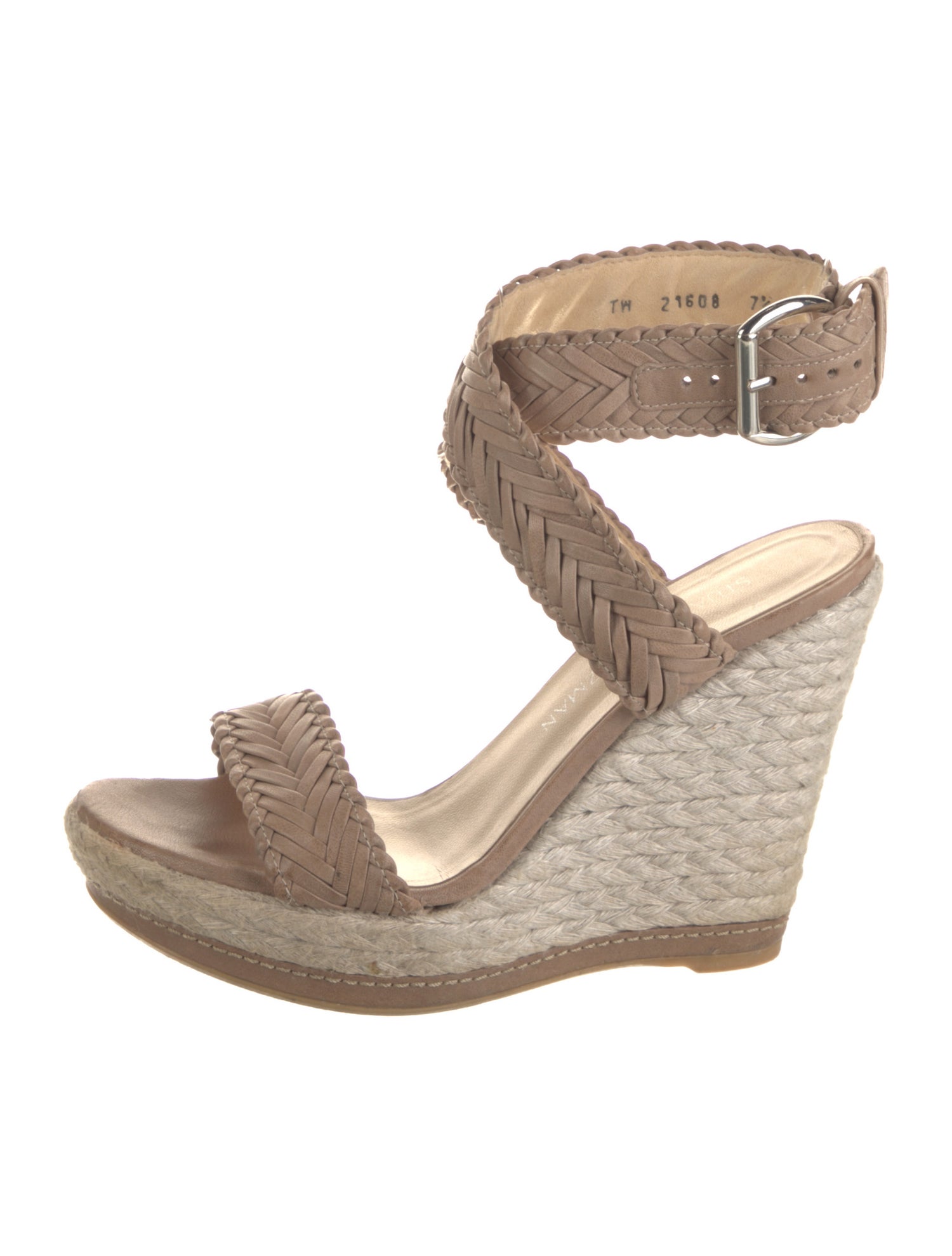 Stuart Weitzman Leather Braided Accents Espadrilles