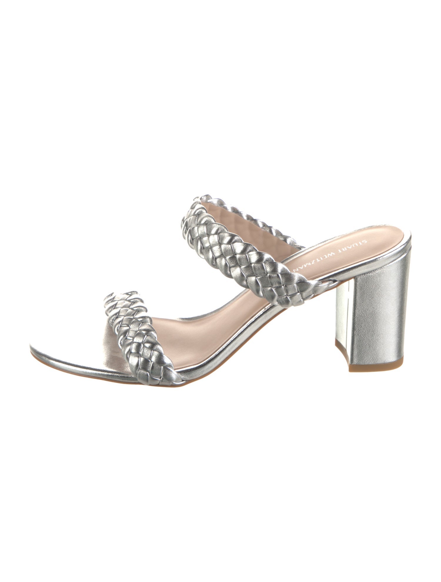 Stuart Weitzman Leather Braided Accents Slides