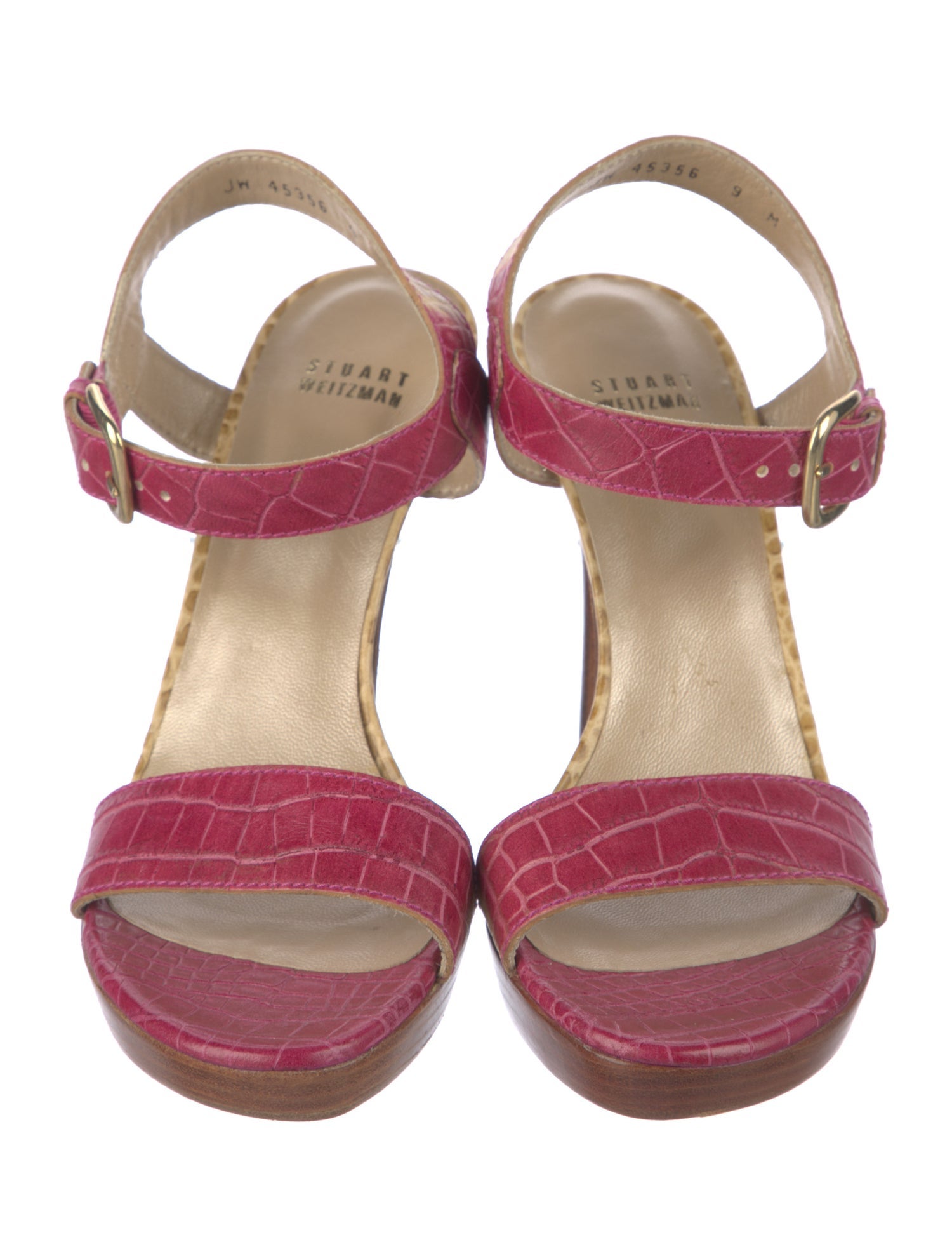Stuart Weitzman Embossed Leather Printed Sandals