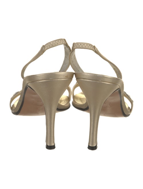 Stuart Weitzman Leather Crystal Embellishments Slingback Sandals