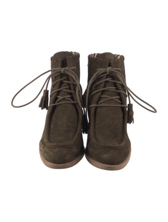 Stuart Weitzman Suede Printed Lace-Up Boots