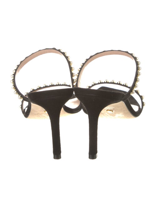 Stuart Weitzman Suede Beaded Accents Slides